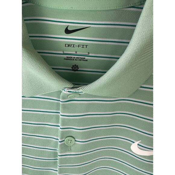 2 Nike Dri-Fit Men's Golf Polo Shirts Size Large Victory Stripe Green Blue Top - Picture 5 of 16